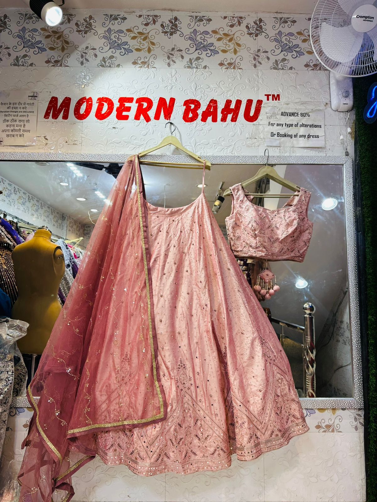 Salmon Pink Silk Blend Lehenga Choli – Sequin Embroidered Festive Wear with Net Dupatta