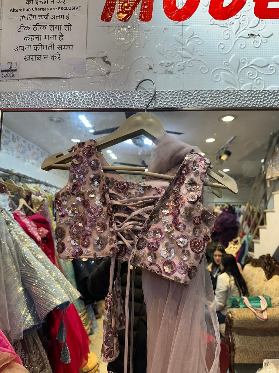 Luxury Lavender Spiral Sequin Lehenga Choli with Ruffled Dupatta | Designer Sleeveless Party Wear