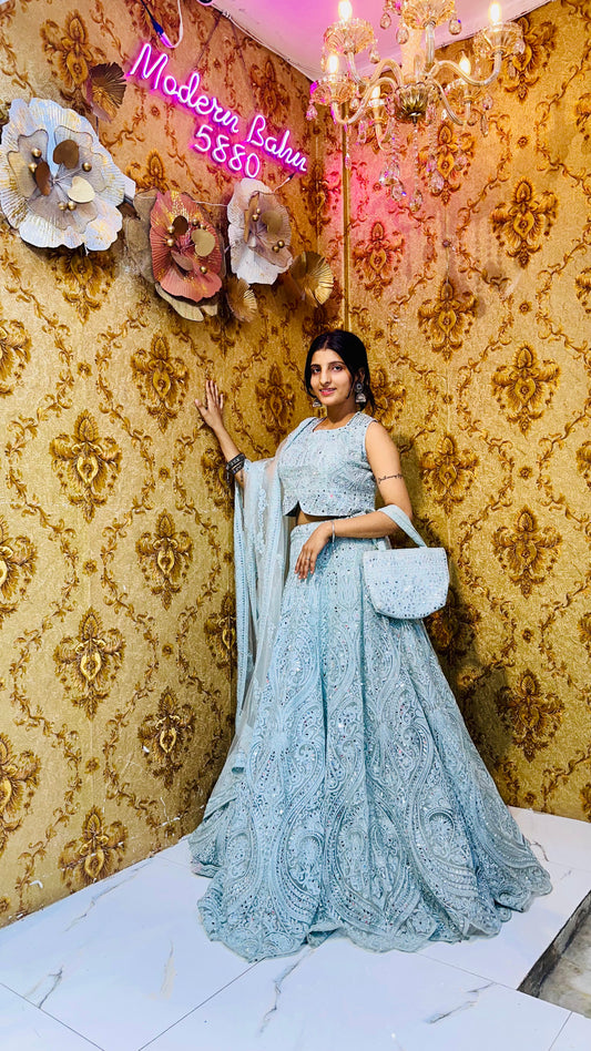 Mirror Work Sangeet Lehenga