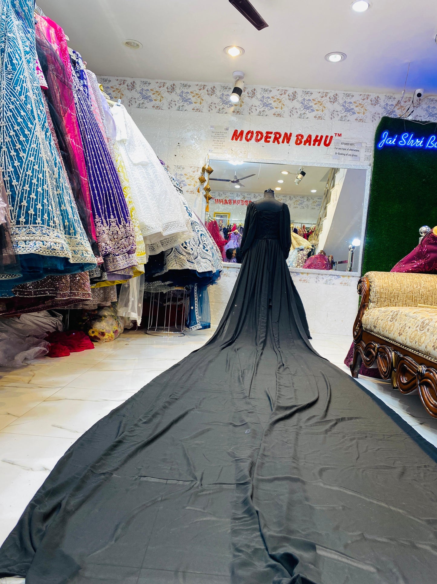 Black Colour Pre-Wedding Gown