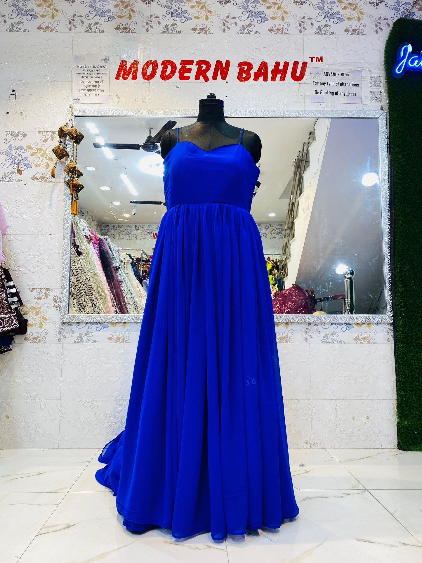 Blue Colour Pre-Wedding Gown