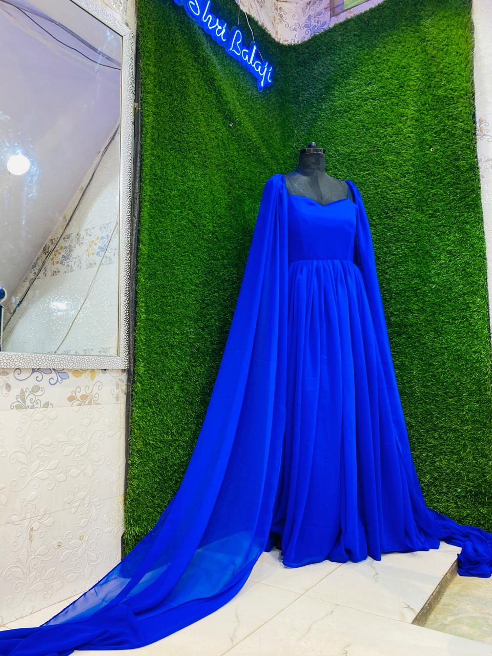 Blue Colour Pre-Wedding Gown