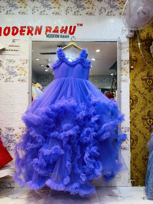 Dreamy Periwinkle Purple Ruffled Cloud Ball Gown –  Party Wear