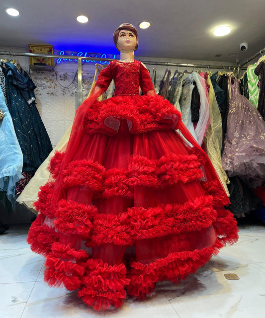 Ruffled Corset Princessa Tulle Ball Gown | Modern Bahu