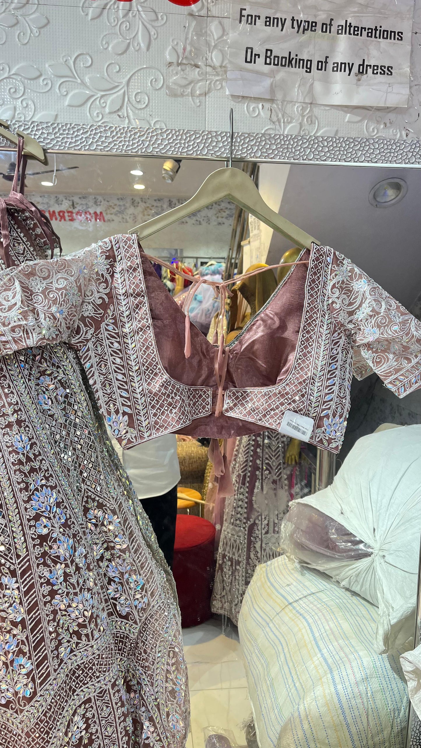 Exquisite Dusty Mauve Crystal Embroidered Lehenga Choli with Heavy Silver Work – Party Wear