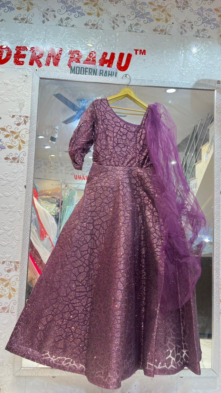 Sparkling Purple Geometric Glitter One-Shoulder Gown | Asymmetrical Evening Dress with Tulle Drape
