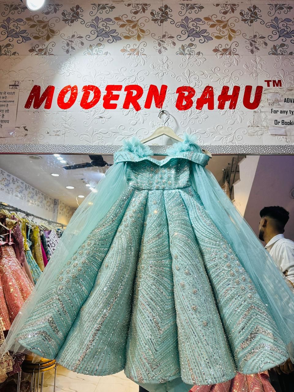 Kids Luxury Teal Green Sequin Ball Gown | Off-Shoulder Princess Dress with Cape Sleeves & Bow Back