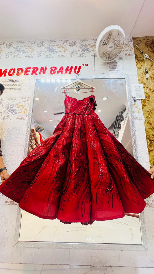 Red Buta Ball Gown
