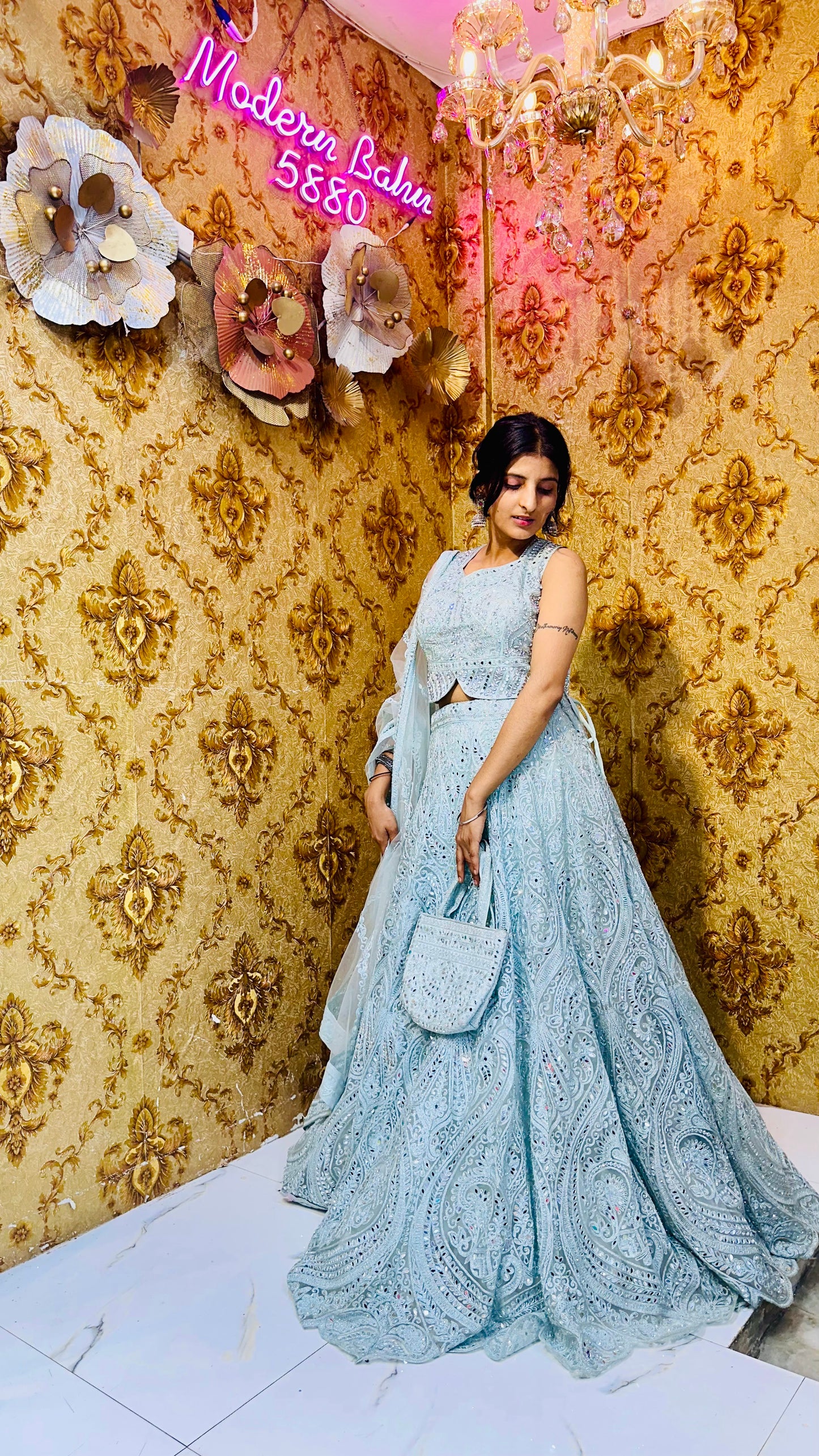 Mirror Work Sangeet Lehenga