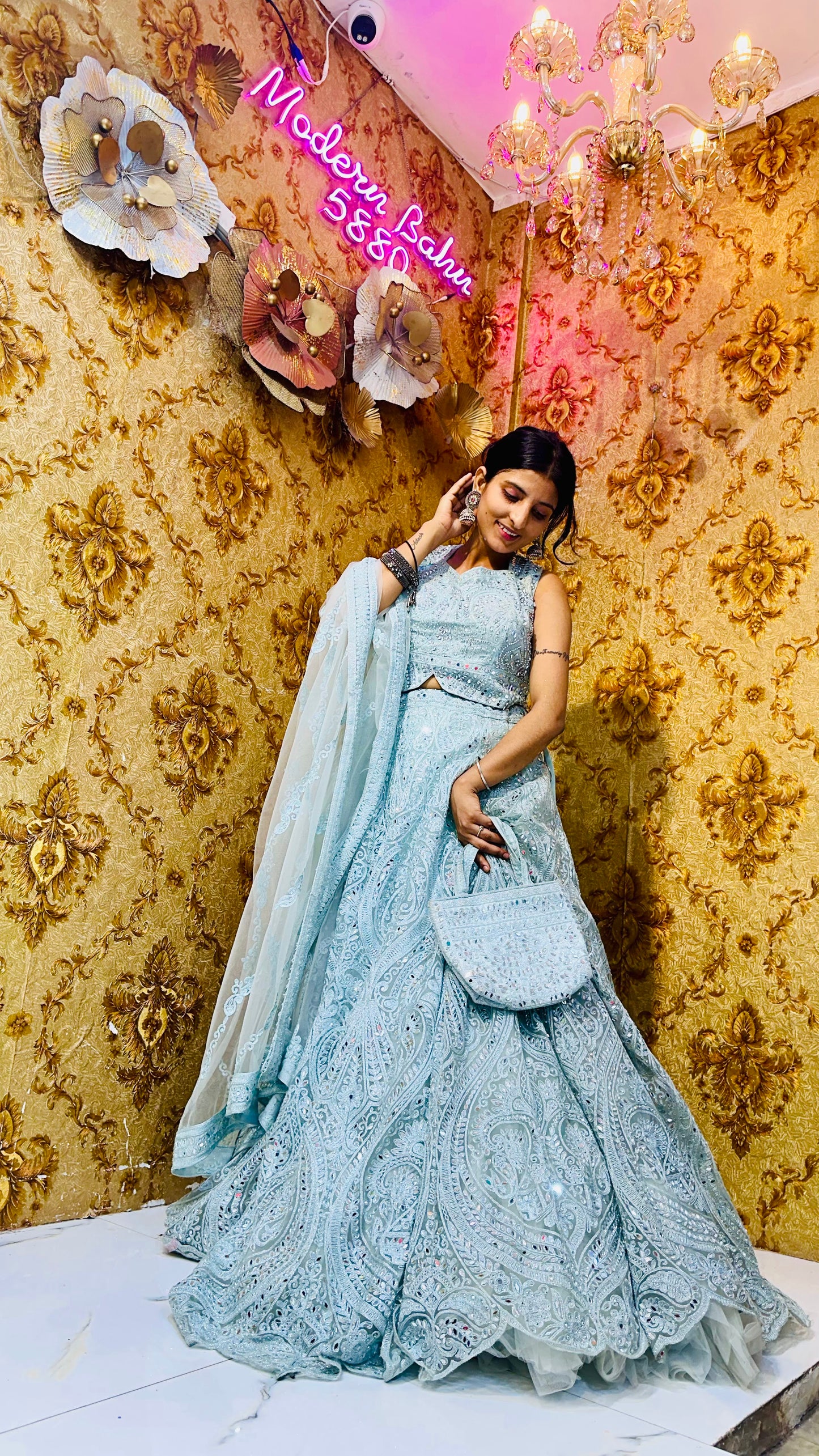Mirror Work Sangeet Lehenga
