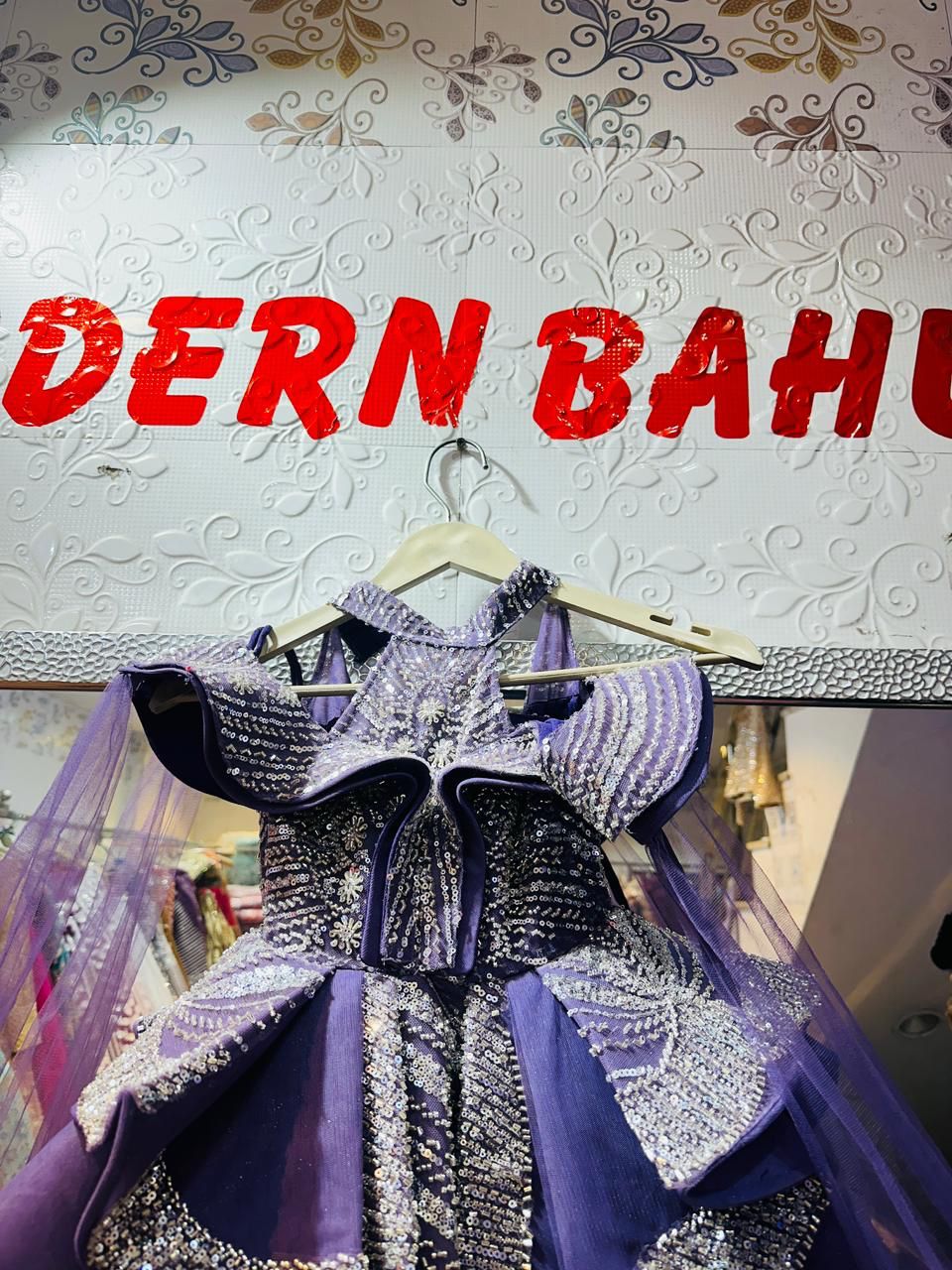 Kids Luxury Purple Structured Ruffle Ball Gown | Avant-Garde Silver Sequin Party Dress