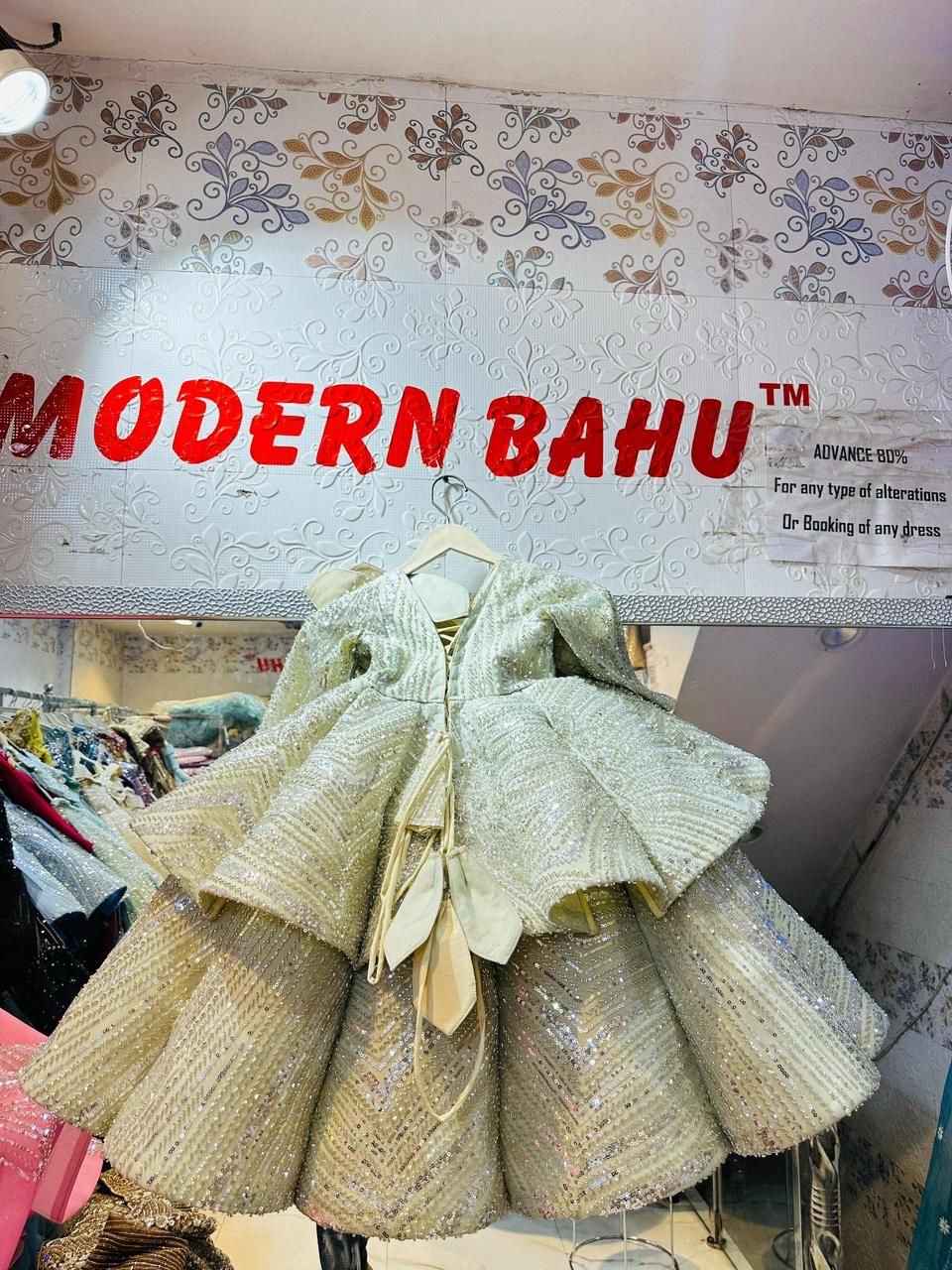 Pistachio Green Sequin Ball Gown | Statement 3D Flower Princess Dress