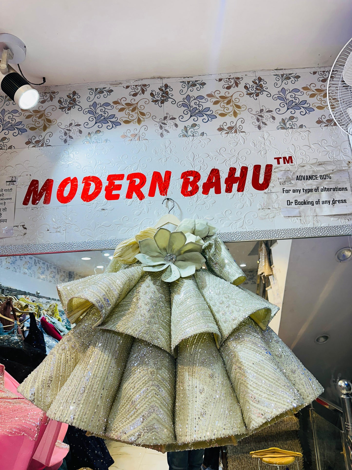 Pistachio Green Sequin Ball Gown | Statement 3D Flower Princess Dress