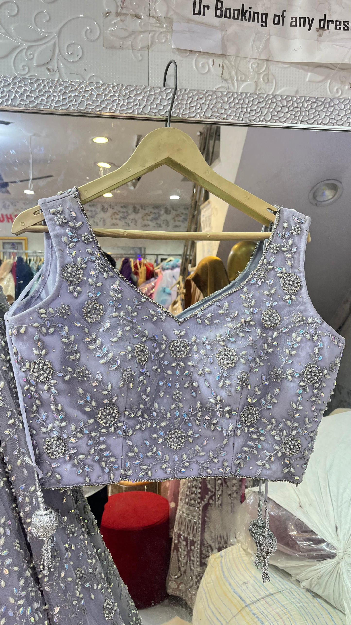 Lavender Net Designer Lehenga Choli with Heavy Silver Sequin & Stone Embroidery – Party Wear & Wedding Special