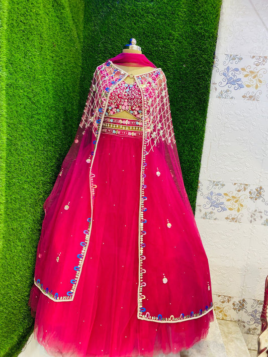 Emerald Rose Ensemble – Stitched Lehenga with Bead & Stone Work