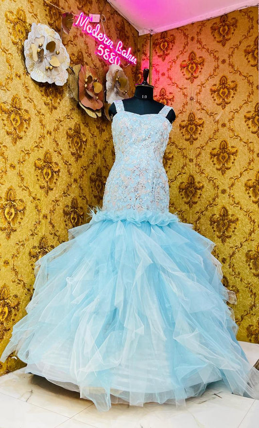 Ethereal Mist – Handworked Tulle Fishcut Gown