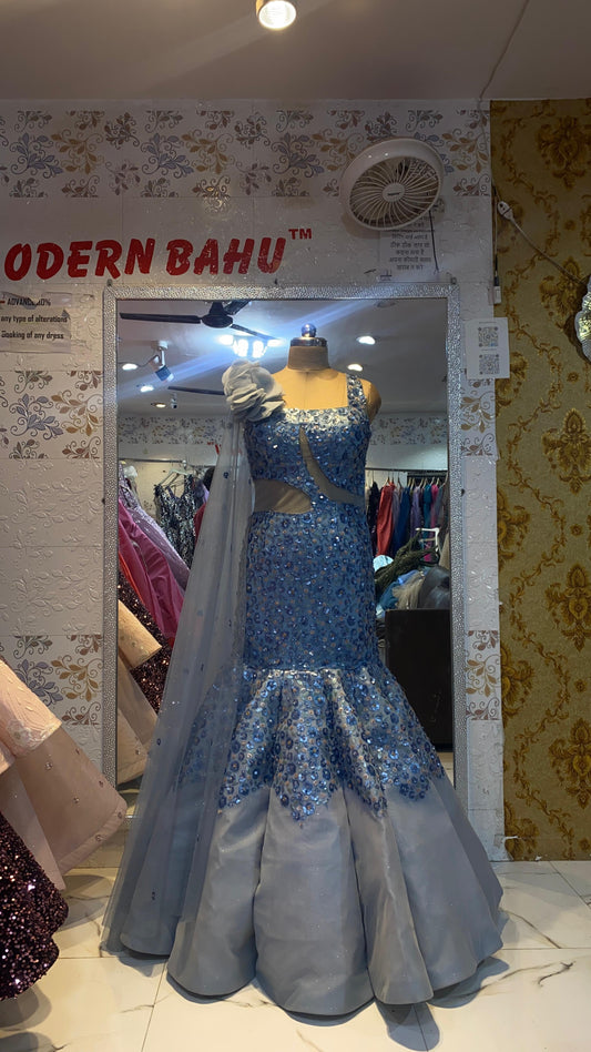 Serene Sky Patchwork gown