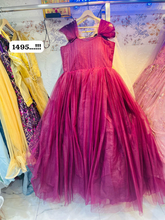 Ethereal Hue – Customizable Net Flare Gown (Made to Order)