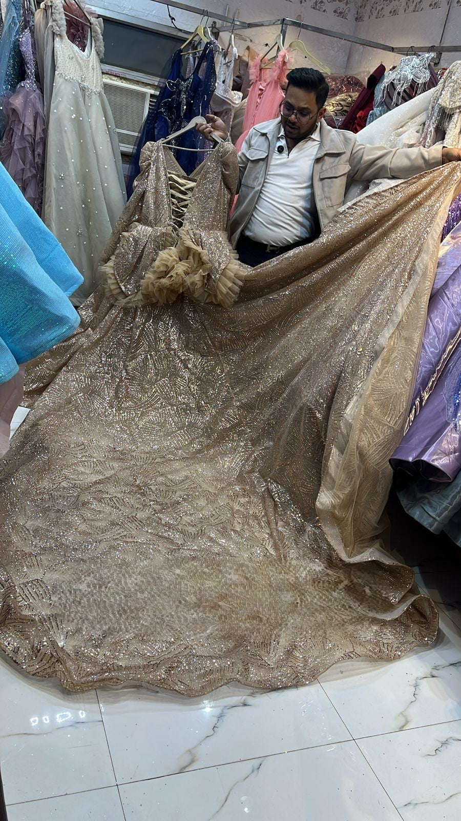 Ball Gown with Corset Back & Long Train - Luxury Bridal Wear